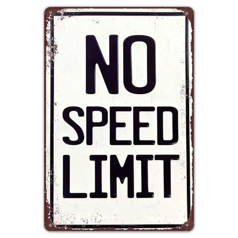 Ylens Tin Sign No Speed Limit Vintage Reproduction Metal Sign 8 x 12 - Image 1